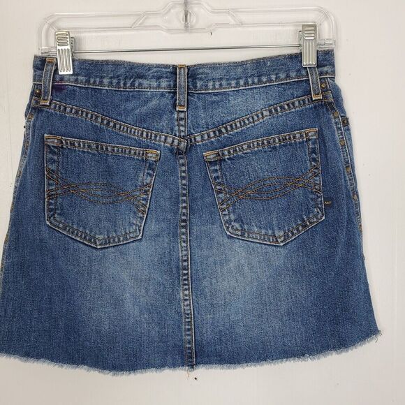 Vintage Abercrombie Fitch Mini Skirt Y2K Denim 90s Grunge REtro WOmens 2 Cotton - Picture 2 of 9